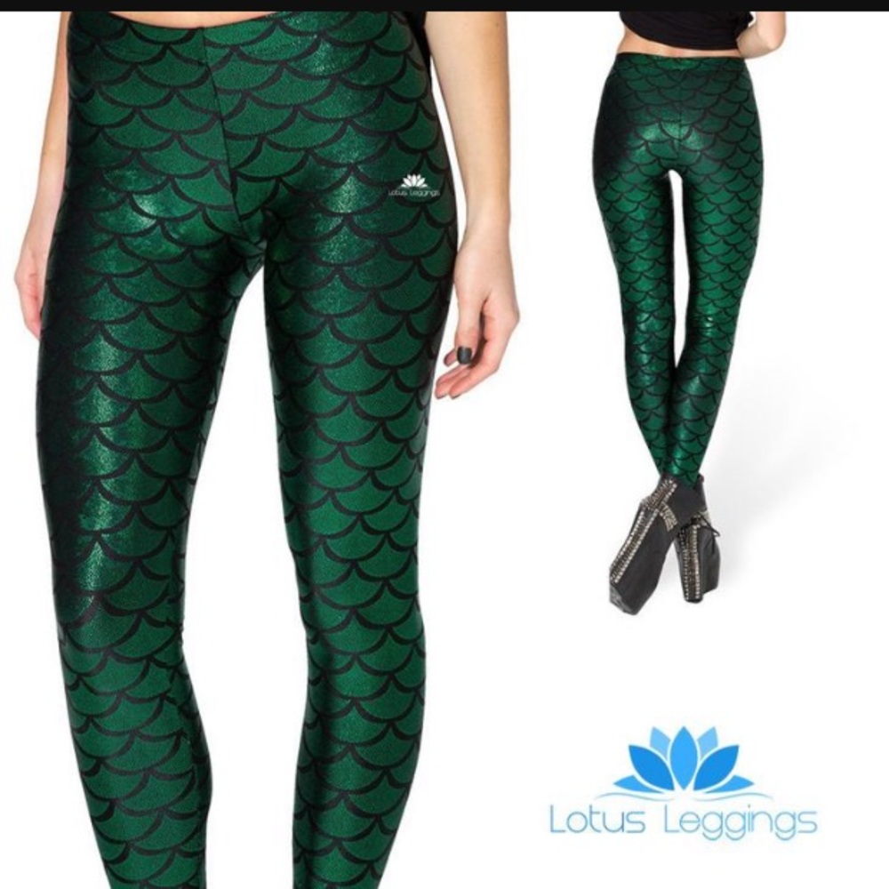 Lotus Leggings Dark Green Mermaid Leggings